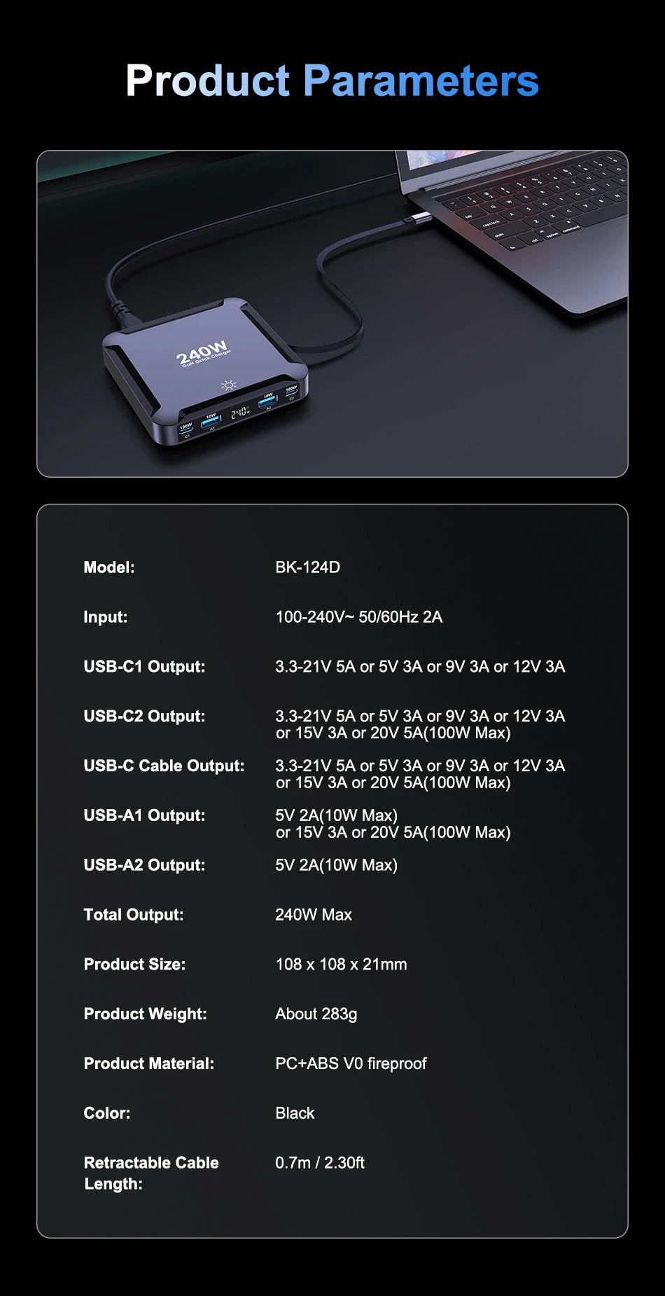 Ueetop 175W GaN 6-Port USB C Charger