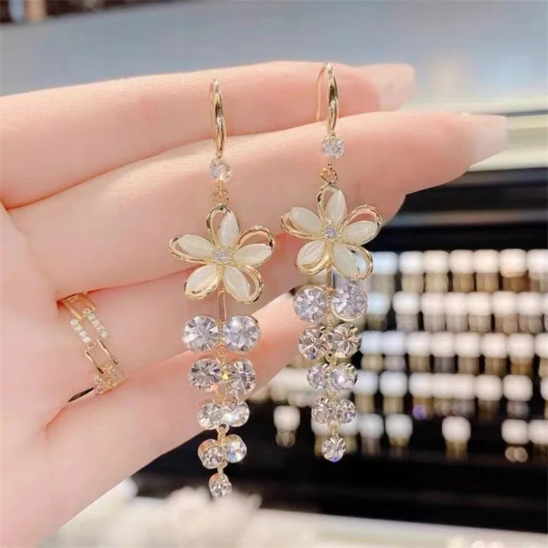 Crystal Bloom Drop Earrings