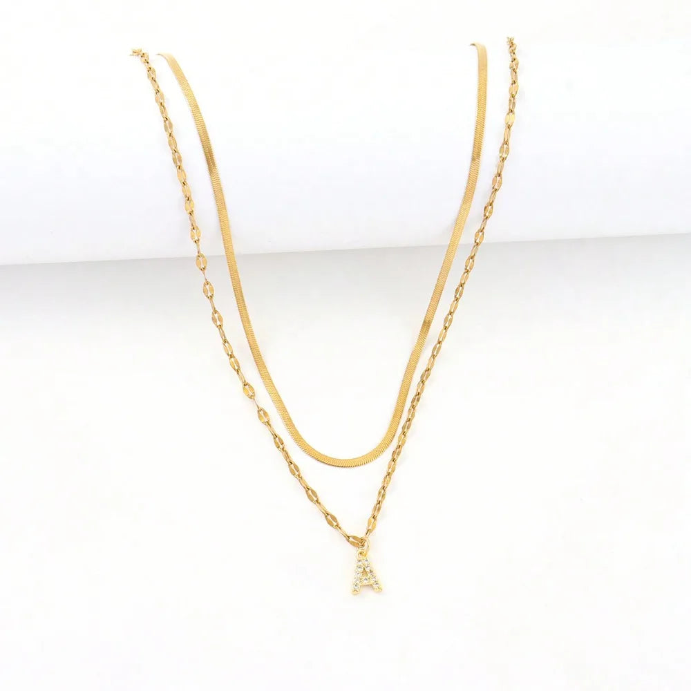 Gold Initial Layered Necklace
