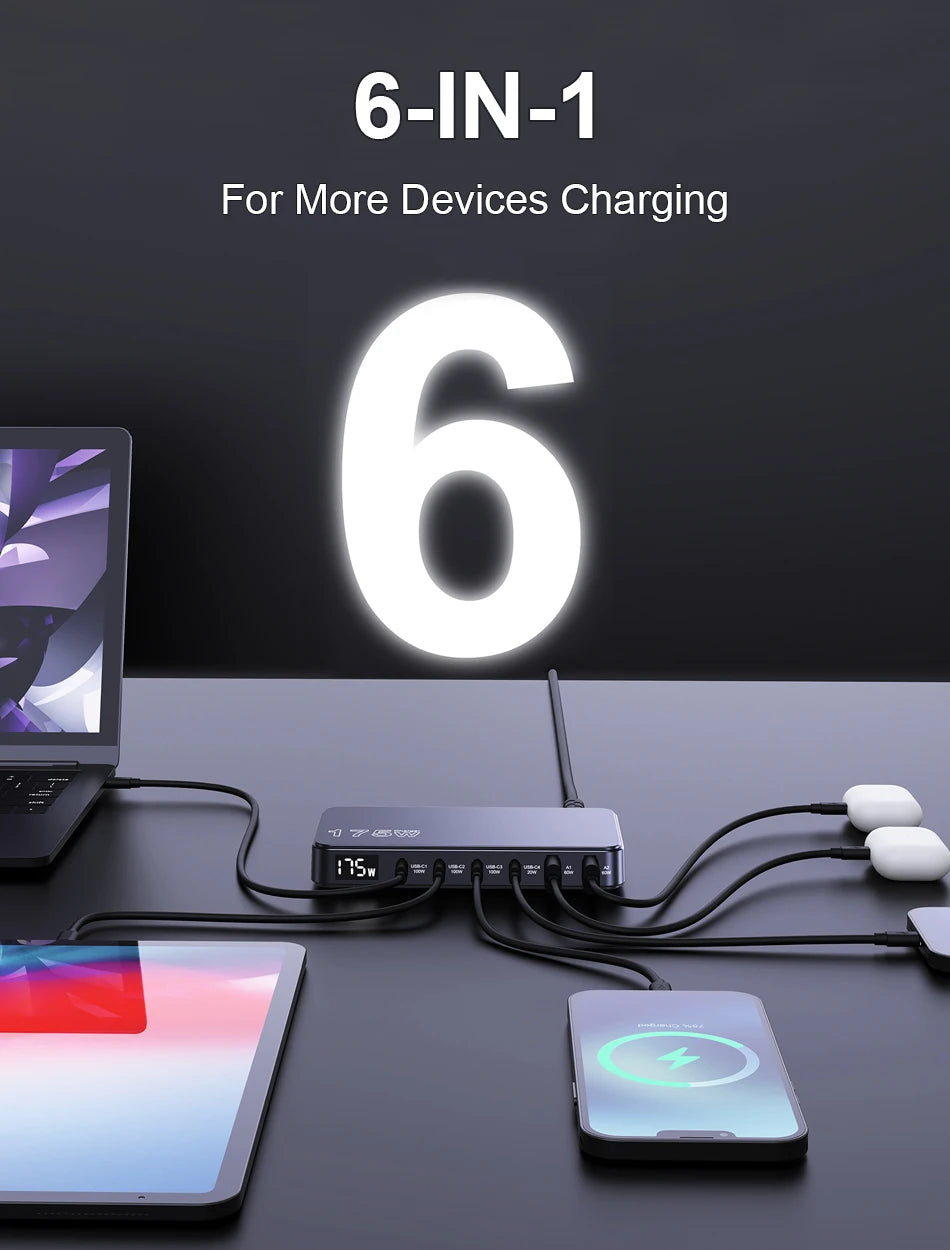 Ueetop 175W GaN 6-Port USB C Charger
