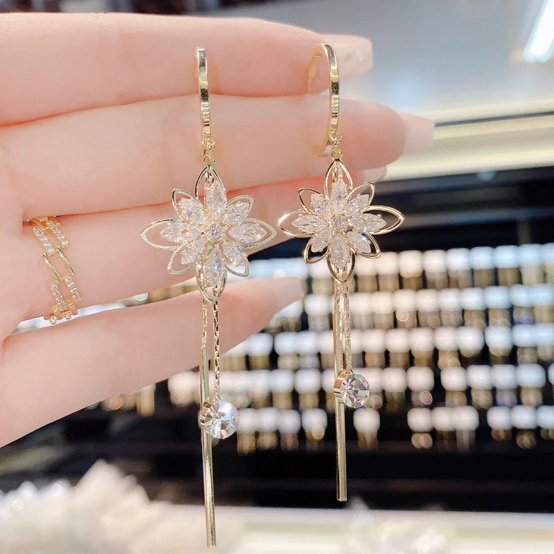 Crystal Bloom Drop Earrings