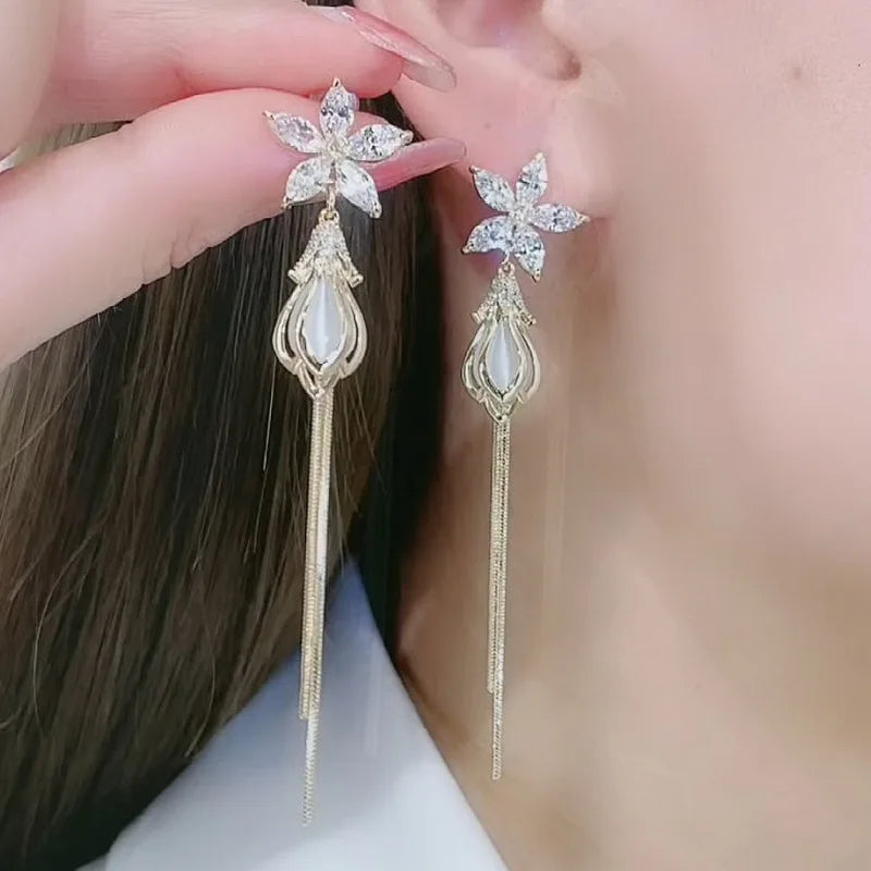 Crystal Bloom Drop Earrings