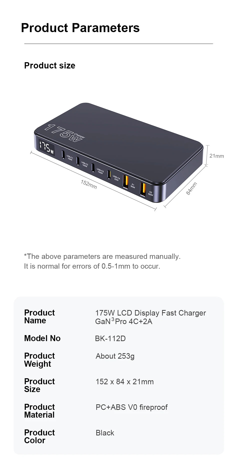 Ueetop 175W GaN 6-Port USB C Charger