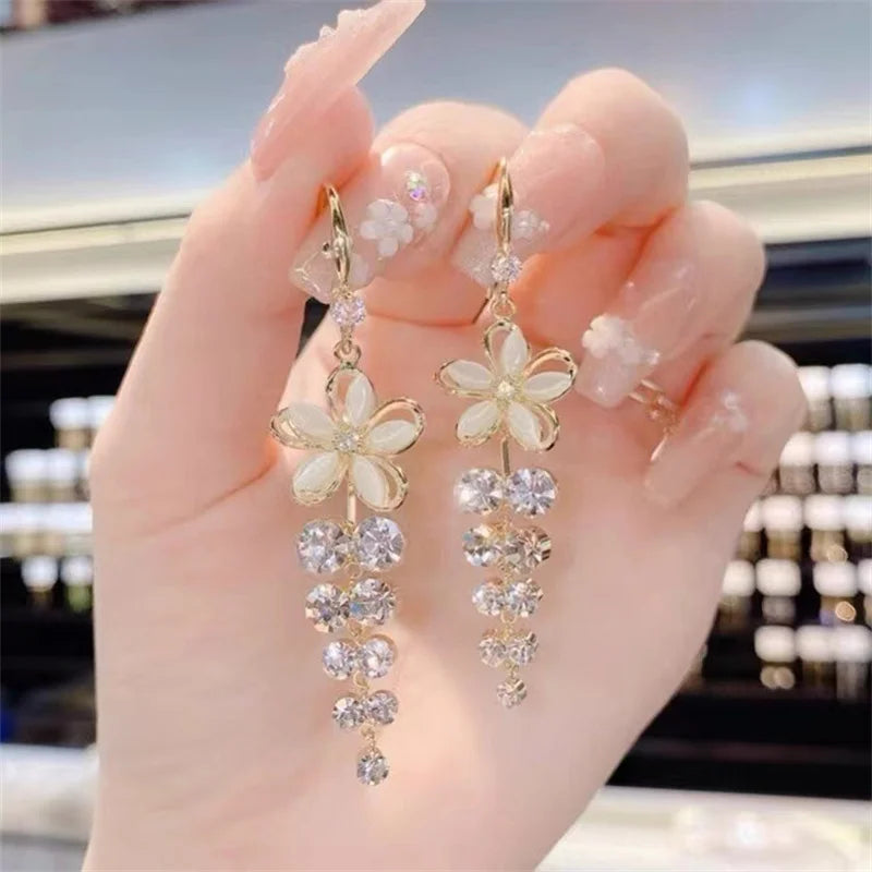 Crystal Bloom Drop Earrings
