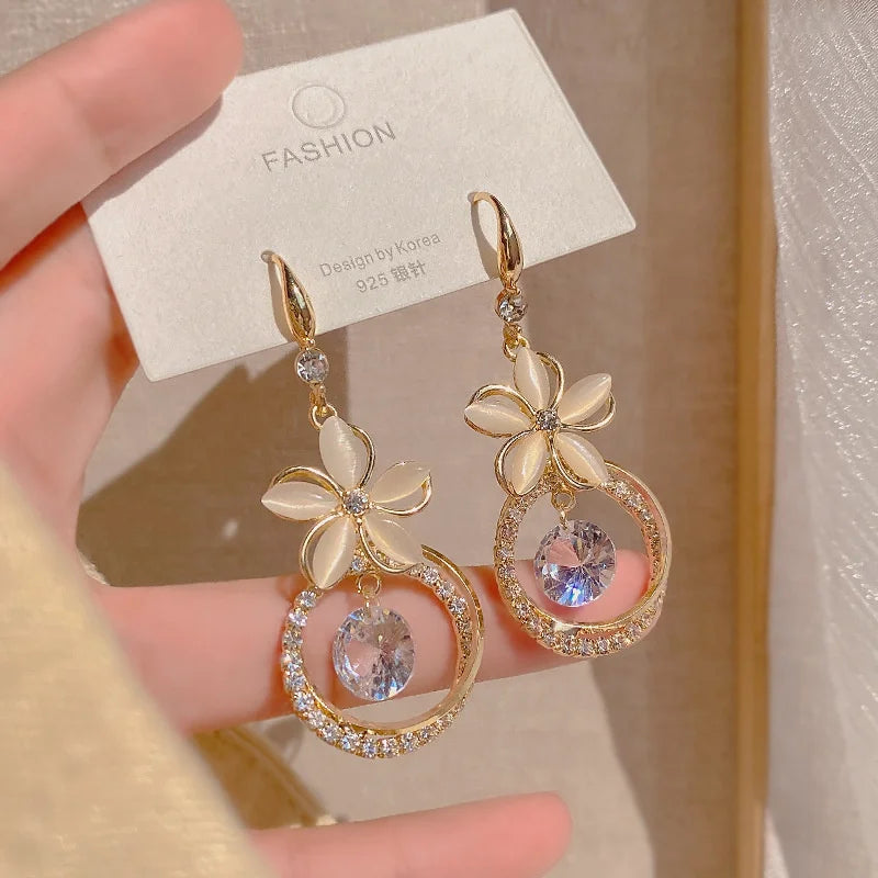 Crystal Bloom Drop Earrings