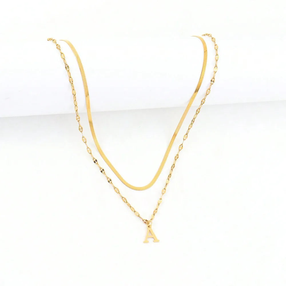 Gold Initial Layered Necklace