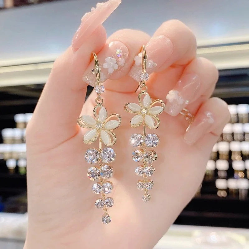 Crystal Bloom Drop Earrings