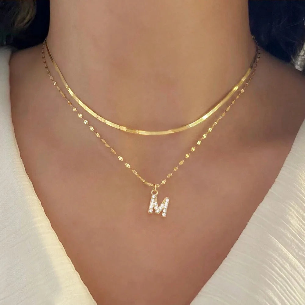 Gold Initial Layered Necklace