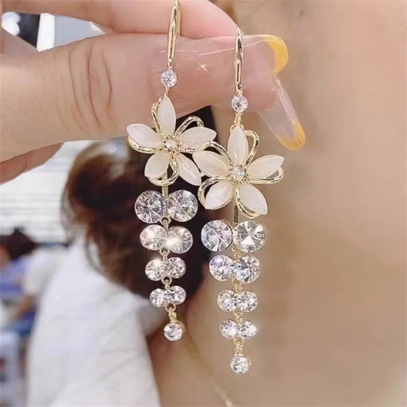 Crystal Bloom Drop Earrings