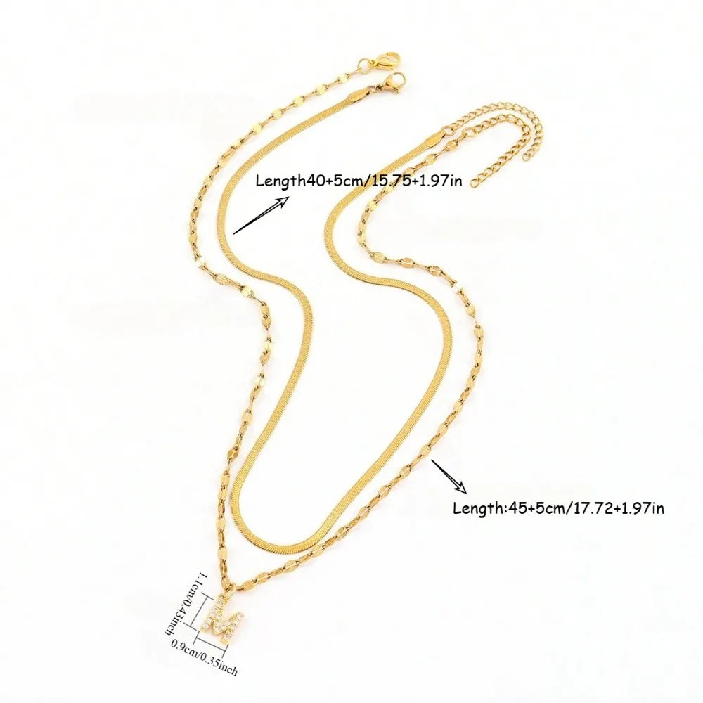 Gold Initial Layered Necklace