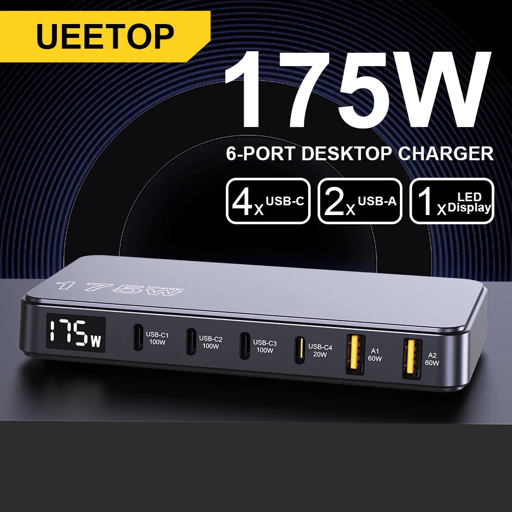 Ueetop 175W GaN 6-Port USB C Charger