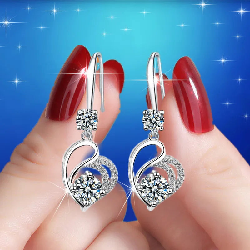 Romantic Crystal Heart Earrings
